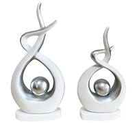 Kronabelle Set di 2 decorazioni artistiche astratte moderne, statue in resina argentata con design cavo, per mobili TV, decorazione per soggiorno, regalo di inaugurazione della casa