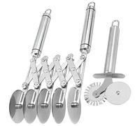 Kronabelle Tagliapasta a 5 ruote, per pasticceria, spaziatura regolabile delle ruote, design pieghevole, set di tagliapasta in acciaio inox, anello per appendere incluso