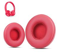 Krone Kalpasmos - Auricolari di ricambio per cuffie Beats Solo 2 e 3 Wireless/Wireless/Wireless, cuscinetti auricolari in pelle di alta qualità, in memory foam con kit, colore: Rosso