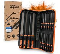 KRONEG Set di lime in acciaio di alta qualità per legno, metallo e plastica, set di lime con croce, lime per chiavi, custodia per il trasporto, spazzola metallica e lima 4 in 1