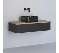 Kronenbach Cube armadietto con piano 101x48.7x23.5 cm sottolavabo sospeso nero-rovere KBWTKOWTL1011SMGH