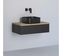 Kronenbach Cube armadietto con piano 81x48.7x23.5 cm sottolavabo sospeso nero-rovere KBWTKOWTL811SMGH