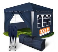 Kronenburg Gazebo Pieghevole 3x3m, 100% Impermeabile, Tenda da Giardino con Tetto Rivestito e Protezione UV 50+, Include 4 Pannelli Laterali e Borsa per il Trasporto, Blu