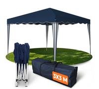 Kronenburg Gazebo Pieghevole 3x3m Impermeabile, Protezione UV 50+, Montaggio Rapido, Tendone da Giardino per Feste con Borsa, Corde e Picchetti, Blu