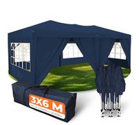 Kronenburg Gazebo Pieghevole 3x6 Impermeabile con 6 Pareti Laterali, Tendone da Giardino con Protezione UV 50+, Padiglione per Feste Richiudibile con Borsa e Accessori, Blu
