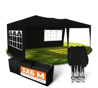 Kronenburg Gazebo Pieghevole 3x6 m, 100% Impermeabile, Tenda da Giardino con Tetto Protezione UV 50+, Include 3 Pannelli Laterali e Borsa, Ideale per Feste e Mercati, Nero