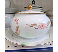 Kronester 2 Zuppiere Centrotavola Porcellana 2 Vassoi - Dec. Cigni finiture Oro