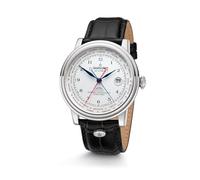 Kronsegler Fernando de Magallanes Worldtimer Flyer GMT Orologio da polso automatico in acciaio bianco, cinghia