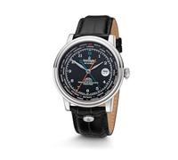 Kronsegler Fernando de Magallanes Worldtimer Flyer GMT Uomo Orologio da polso Automatico Acciaio Nero