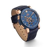 Kronsegler Orologio automatico Meteorit placcato oro rosa, blu/blu, edizione limitata con roccia meteoritica