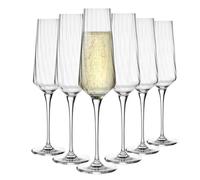 Krosno Avant-Garde LUMI Flute Champagne 200 ml, Set 6 Pezzi, Vetro Cristallo Senza Piombo, Design Ottico Elegante, per Prosecco Spumante, Lavabili in Lavastoviglie