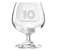 Krosno Bicchiere decorato con incisione „10 Anniversary“, „10° anniversario“ per birra e whisky 230 ml, 1 pezzo - vetro senza piombo - elegante regalo per anniversari e giubilei
