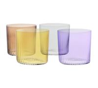 Krosno Bicchieri colorati a strisce, per acqua, succhi di frutta e cocktail, set da 4 da 350 ml, collezione Deco, effetto verticale, a parete delicata, fondo robusto, ideale per regali e feste