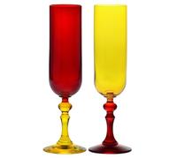 Krosno - Bicchieri colorati per champagne e prosecco - 2 x 220 ml - Collezione Bubble - Verde-Viola - Cristallo senza piombo - Dipinti a mano