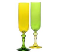Krosno - Bicchieri colorati per champagne e prosecco - 2 x 220 ml - Collezione Bubble - Verde-Arancione - Cristallo senza piombo - Dipinti a mano