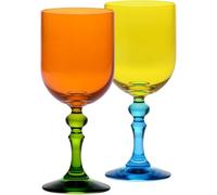 Krosno - Bicchieri colorati per vino rosso e bianco, mocktail e acqua - 2 x 300 ml - Collezione Bubble - Arancione-Giallo - Cristallo senza piombo - Dipinti a mano