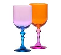 Krosno - Bicchieri colorati per vino rosso e bianco, mocktail e acqua - 2 x 300 ml - Collezione Bubble - Rosa-Arancione - Cristallo senza piombo - Dipinti a mano