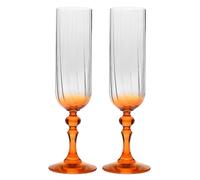 Krosno Flûte da Champagne 220 ml con stelo arancione, set da 2 - per mocktail, Mimosa, Prosecco, Cava e Spritz - cristallo senza piombo - lavabili in lavastoviglie - Bubble Celebration Moments
