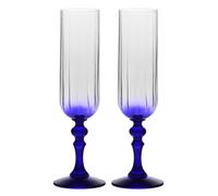 Krosno Flûte da Champagne 220 ml con stelo blu cobalto, set da 2 - per mocktail, Mimosa, Prosecco, Cava e Spritz - cristallo senza piombo - lavabili in lavastoviglie - Bubble Celebration Moments
