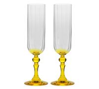 Krosno Flûte da Champagne 220 ml con stelo giallo, set da 2 - per mocktail, Mimosa, Prosecco, Cava e Spritz - cristallo senza piombo - lavabili in lavastoviglie - Bubble Celebration Moments