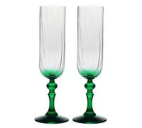 Krosno Flûte da Champagne 220 ml con stelo verde, set da 2 - per mocktail, Mimosa, Prosecco, Cava e Spritz - cristallo senza piombo - lavabili in lavastoviglie - Bubble Celebration Moments