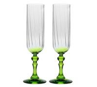 Krosno Flûte da Champagne 220 ml con stelo verde chiaro, set da 2 - per mocktail, Mimosa, Prosecco, Cava e Spritz - cristallo senza piombo - lavabili in lavastoviglie - Bubble Celebration Moments
