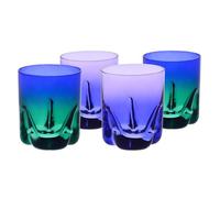 Krosno - Bicchieri da whisky 250 ml, set da 4 pezzi - Collezione Aurora - Dipinti a mano e decorati - Cristallo senza piombo - Per bourbon, rum e cocktail - Regalo - Blu scuro-Viola