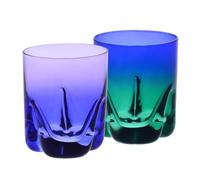 Krosno - Bicchieri da whisky 250 ml, set da 4 pezzi - Collezione Aurora - Dipinti a mano e decorati - Cristallo senza piombo - Per bourbon, rum e cocktail - Regalo - Viola-Blu scuro