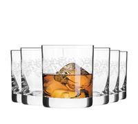 Krosno - Bicchieri da Whisky 350 ml - Set da 6 Pezzi - Collezione Krista Deco - Cristallo Senza Piombo - Design Classico con Motivo Trasparente