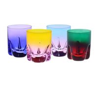 Krosno - Bicchieri da Whisky, Drink e Cocktail 250 ml - Set da 4 pezzi in 4 colori unici - Collezione Aurora - Cristallo Senza Piombo - Dipinti a Mano