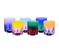 Krosno - Bicchieri da Whisky, Drink e Cocktail 250 ml - Set da 6 pezzi in 6 colori unici - Collezione Aurora - Cristallo senza piombo - Dipinti a mano