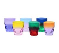 Krosno - Bicchieri da Whisky, Drink e Cocktail 260 ml - Set da 6 pezzi in 6 colori unici - Collezione Aurora - Cristallo Senza Piombo - Dipinti a Mano