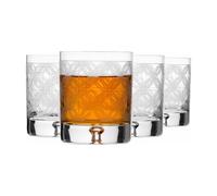 Krosno Bicchieri da Whisky Molati, set da 4 pezzi, 250 ml, Collezione Saga | Per whisky bourbon scotch e cocktail con ghiaccio, Motivo molato, Vetro fatto a mano, Idea regalo