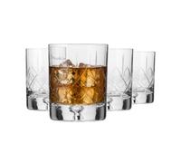 Krosno Bicchieri da Whisky Molati, set da 4 pezzi, 250 ml, Collezione Saga | Per whisky bourbon scotch e cocktail con ghiaccio, Motivo molato, Vetro fatto a mano, Idea regalo