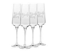 Krosno - Bicchieri per champagne e prosecco Bride & Team Bride 180 ml - set da 4 pezzi - Realizzati a mano - Vetro di cristallo - Decorazione bianca opaca - Per addio al nubilato e regalo per la sposa