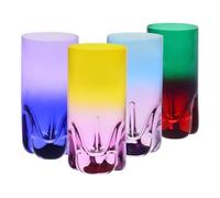Krosno - Bicchieri per Drink, Acqua e Succhi 300 ml - Set da 4 pezzi in 4 colori unici - Collezione Aurora - Cristallo senza piombo - Dipinti a mano