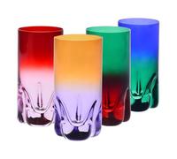 Krosno - Bicchieri per drink, acqua e succhi 300 ml - Set da 4 pezzi in 4 colori unici - Collezione Aurora - Cristallo senza piombo - Dipinti a mano