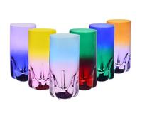 Krosno - Bicchieri per drink, acqua e succhi 300 ml - Set da 6 pezzi in 6 colori unici - Collezione Aurora - Cristallo senza piombo - Dipinti a mano