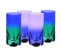 Krosno - Bicchieri per drink, acqua e succo 300 ml, set da 4 pezzi - Collezione Aurora - Dipinti a mano - Cristallo senza piombo - Ideali come regalo - Viola-Blu scuro e Verde-Blu scuro