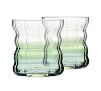 KROSNO Bicchieri per matcha e tè, set da 2, 310 ml, collezione Matcha Moments - Gradiente verde, cristallo senza piombo - Bicchieri moderni per bevande calde, lavabili in lavastoviglie