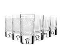 Krosno - Bicchierini da vodka, liquore e distillati 50 ml, set da 6 pezzi - Vetro di cristallo - 2 modelli di incisione - Realizzati a mano e incisi - Collezione Saga - Ideali come regalo