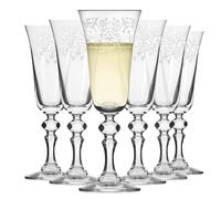 Krosno - Calici da Champagne e Prosecco 165 ml - Set da 6 Pezzi - Collezione Krista Deco - Cristallo Senza Piombo - Design Classico con Motivo Trasparente