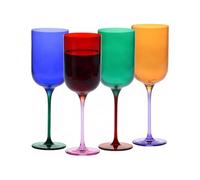 Krosno Calici da Vino Rosso-Verde, set da 4 pezzi, 350 ml, Aurora | Per vino rosso bianco e rosato, Vetro fatto a mano, Colori Aurora, Idea regalo