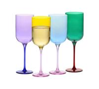 Krosno Calici da Vino Viola-Blu, set da 4 pezzi, 350 ml, Collezione Aurora | Per vino rosso bianco e rosato, Vetro fatto a mano, Colori Aurora, Idea regalo