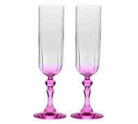 Krosno Flûte da Champagne 220 ml con stelo rosa, set da 2 - per mocktail, Mimosa, Prosecco, Cava e Spritz - cristallo senza piombo - lavabili in lavastoviglie - Bubble Celebration Moments