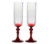 Krosno Flûte da Champagne 220 ml con stelo rosso, set da 2 - per mocktail, Mimosa, Prosecco, Cava e Spritz - cristallo senza piombo - lavabili in lavastoviglie - Bubble Celebration Moments