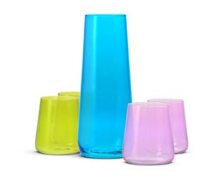 Krosno Set di caraffa con 4 bicchieri colorati, set da 1 l, senza piombo