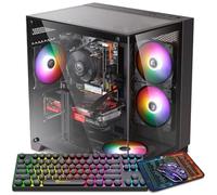 Kroteaup Computer Tower da gioco, Intel Core i7 di quarta generazione, GTX 1050 Ti 4G, 16 GB RAM, SSD 512 GB, WiFi 6, RGB Fanx5, Windows 11 Home