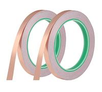 KroY PecoeD 2 rotoli di nastro di rame autoadesivo, 20 m x 10 mm, nastro di rame conduttivo, per schermatura EMI, protezione anti-lumache, riparazione elettrica, saldatura, fai da te