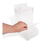 KROYBE Dispenser di tappi per le orecchie, montaggio a parete o supporto, in acrilico, con coperchio, per culle, accessori, giocattoli, condimenti, caramelle, completo di adesivi con descrizione